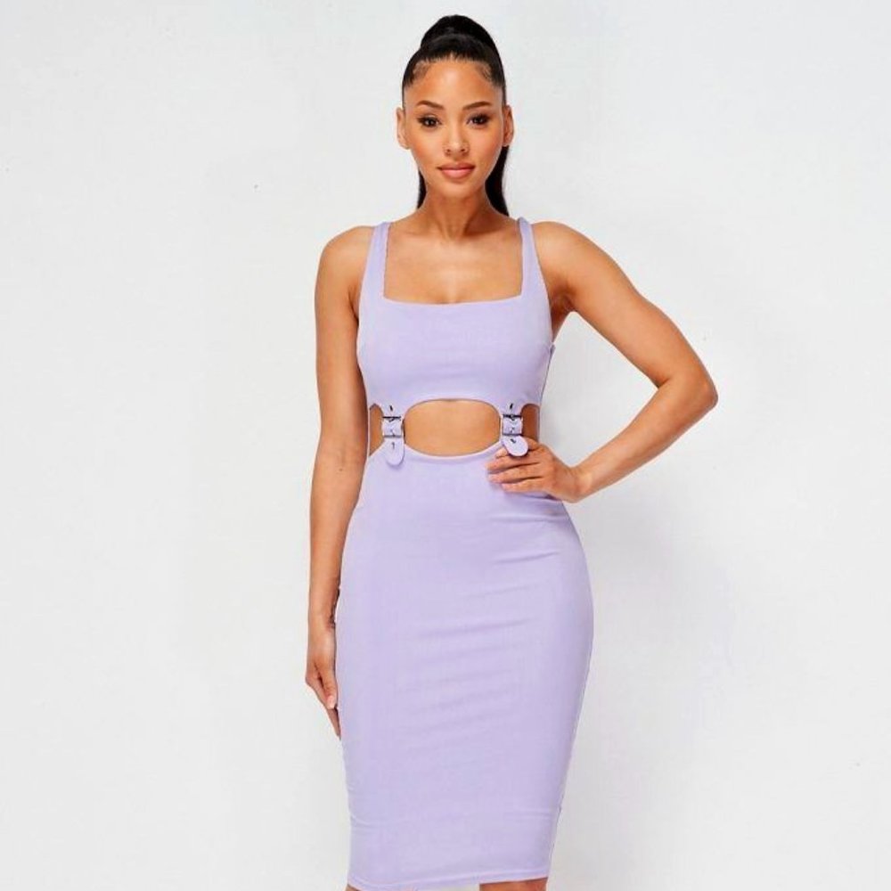 Lavender Cut-Out Midi sleeveless dress